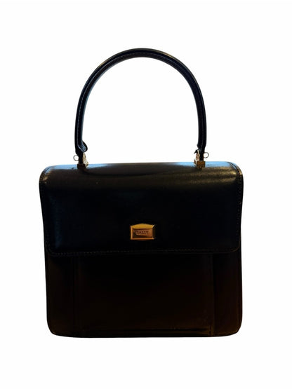 Bally Black Structured Top-Handle Leather Satchel