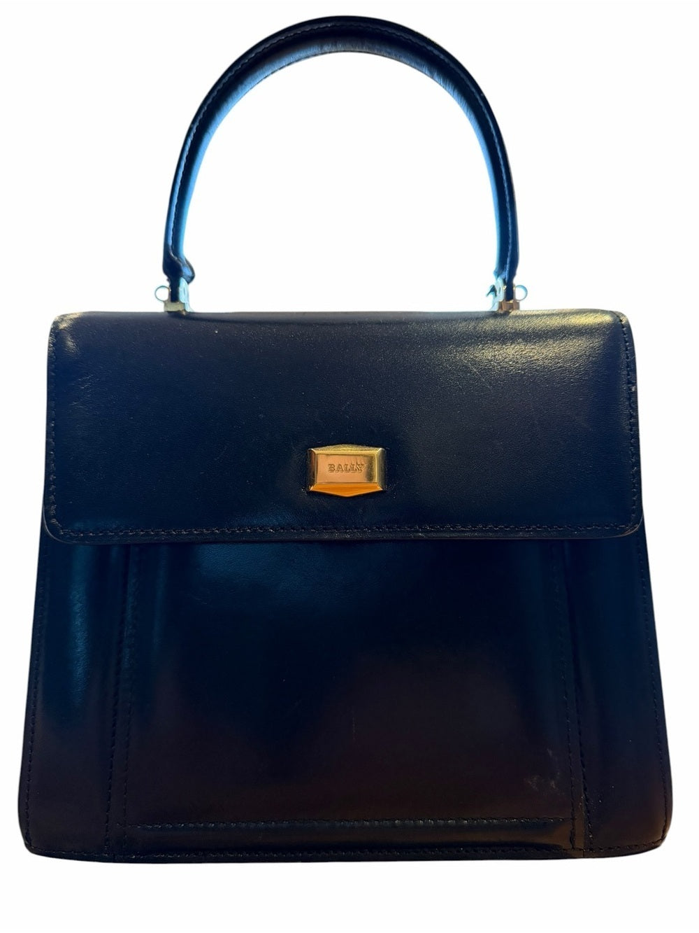 Bally Black Structured Top-Handle Leather Satchel