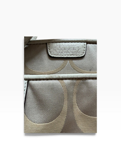 Coach Vintage Y2K Kelly A Beige Signature Canvas Satchel with White Trim