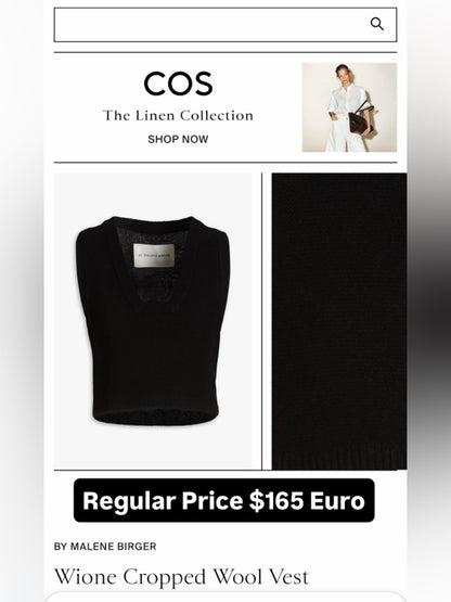 Marlene Birger - Designer - Black Wool Top - Small