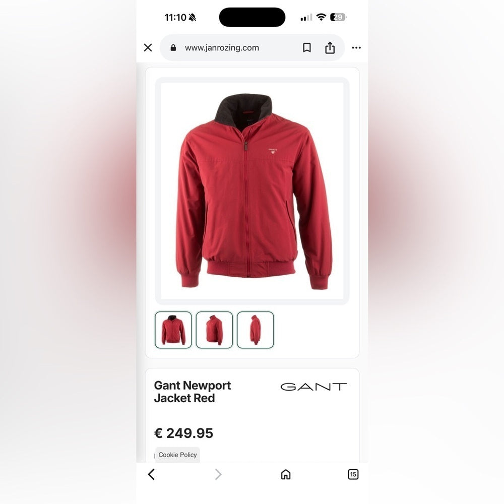 GANT Men's Maroon Jacket - Date Night - Sporty - Size S