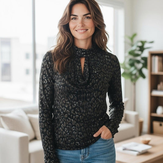 MaxMara Black and Brown Patterned Top