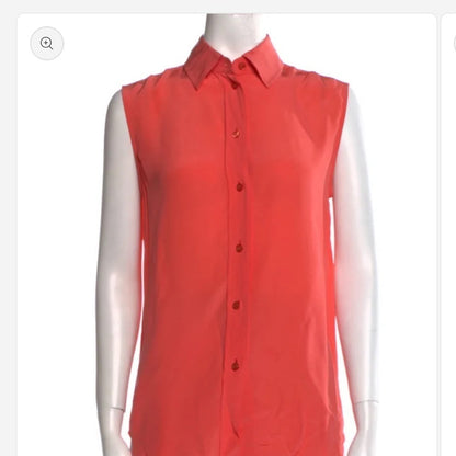 Givenchy Sleeveless Orange Button-Up Blouse - Elevated - Date Night - Size M