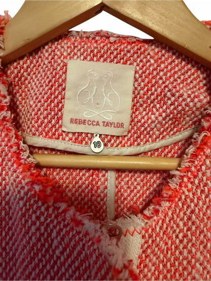 Rebecca Taylor Pink Tweed Zip Moto Jacket