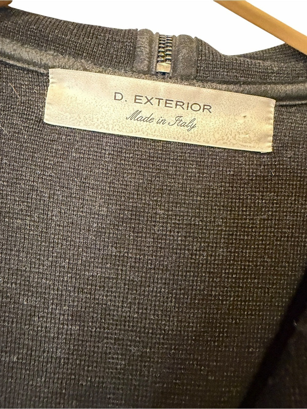 D. Exterior Textured Charcoal Sweater Jacket