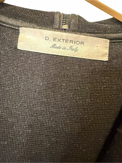 D. Exterior Textured Charcoal Sweater Jacket