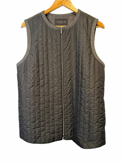 Lafayette 148 New York Quilted Zip-Front Vest in Charcoal Gray