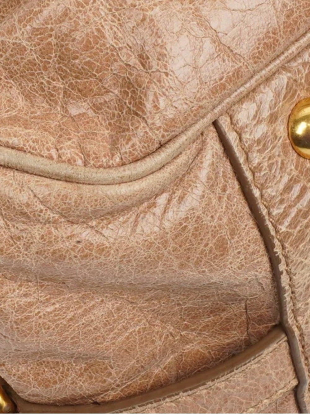 Miu Miu Taupe-Beige Leather Satchel with Gold Hardware