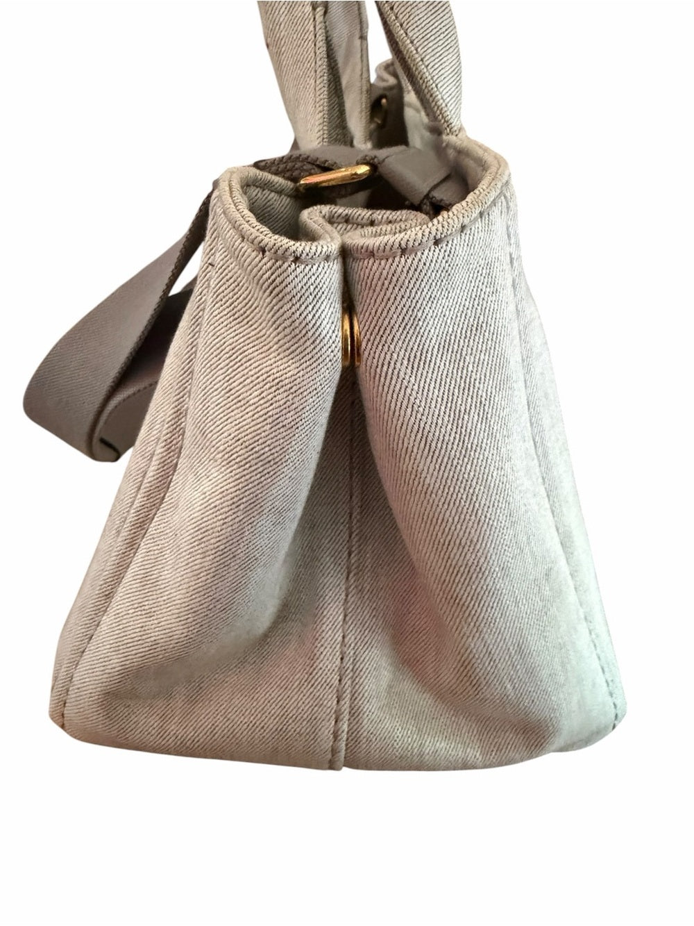 Prada Beige Canvas Tote with Signature Milano Logo - Large