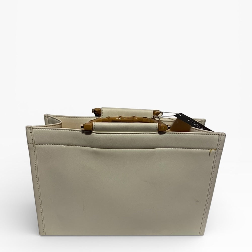 Chic Cream Tote with Yellow Floral Accent