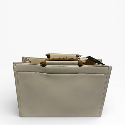 Chic Cream Tote with Yellow Floral Accent
