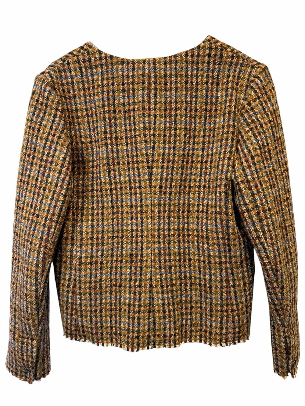 Isabel Marant Brown Checked Collarless Tweed Blazer - Size 44/ 12-14