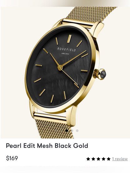 Rosefield Pearl Edit Gold Mesh Watch Strap