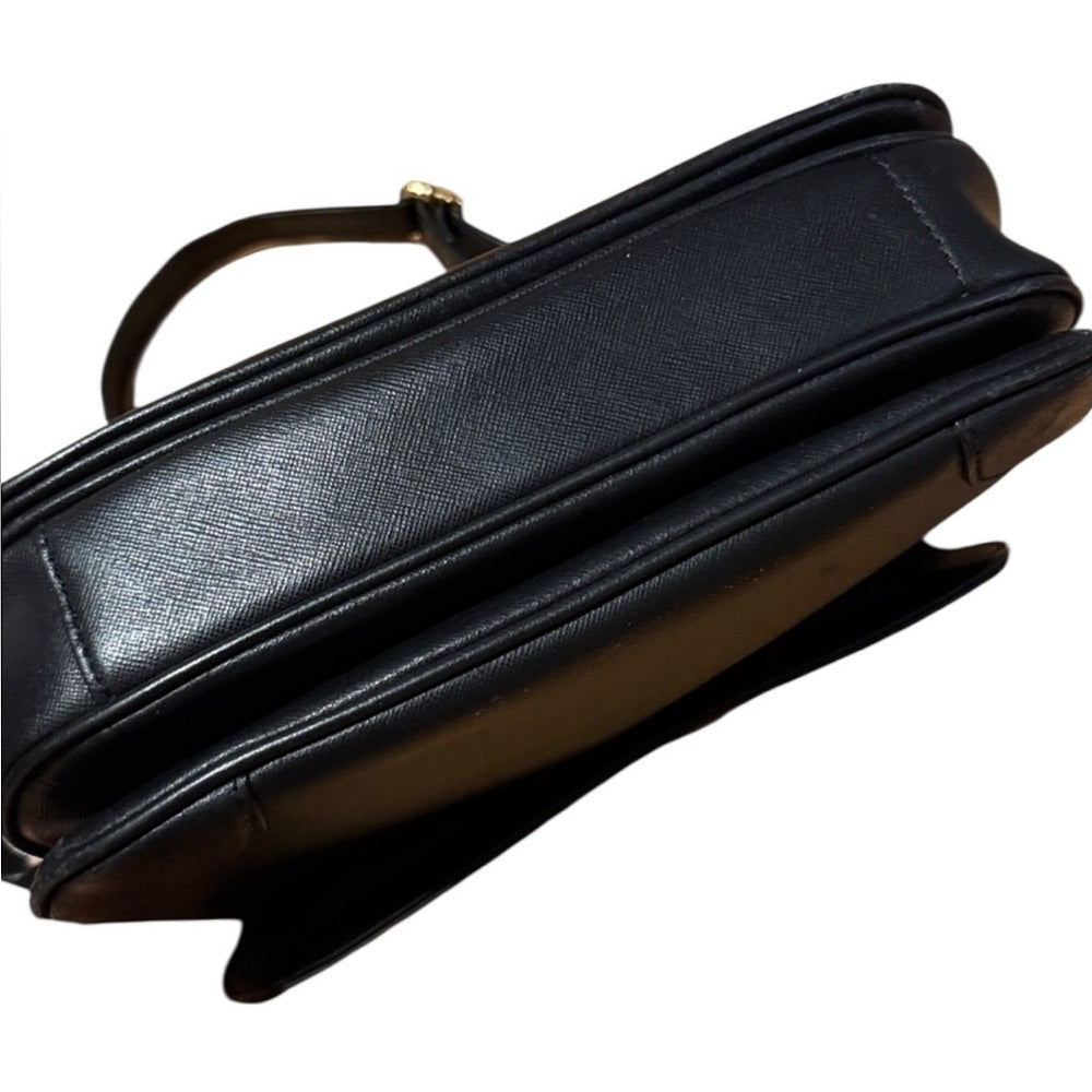 Tory Burch Black Leather Flap Shoulder Bag
