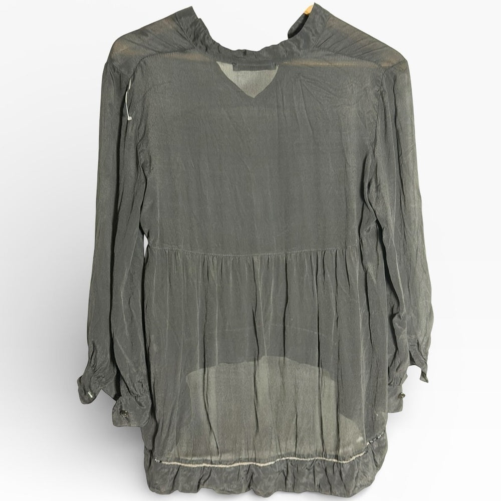 Paolo Casalini Charcoal Blouse - Silk Blend - Made in Italy - Size L