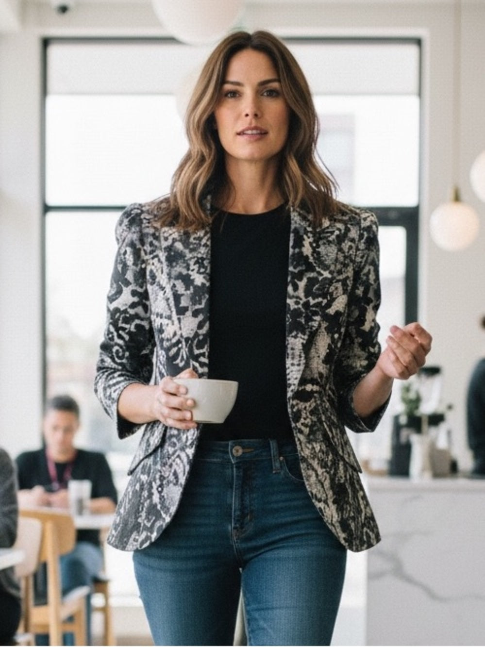 Smythe Black & White Snake-Print Blazer