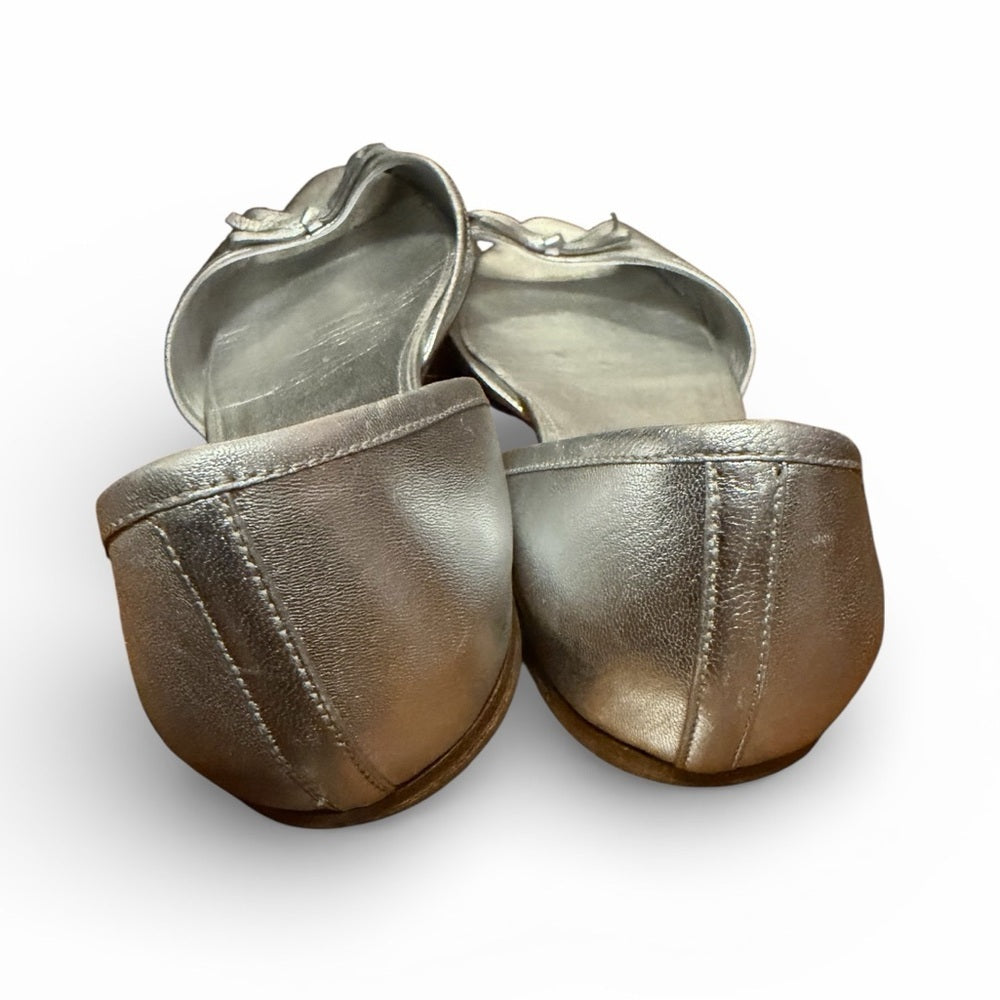 Prada Women's Metallic Silver Flats