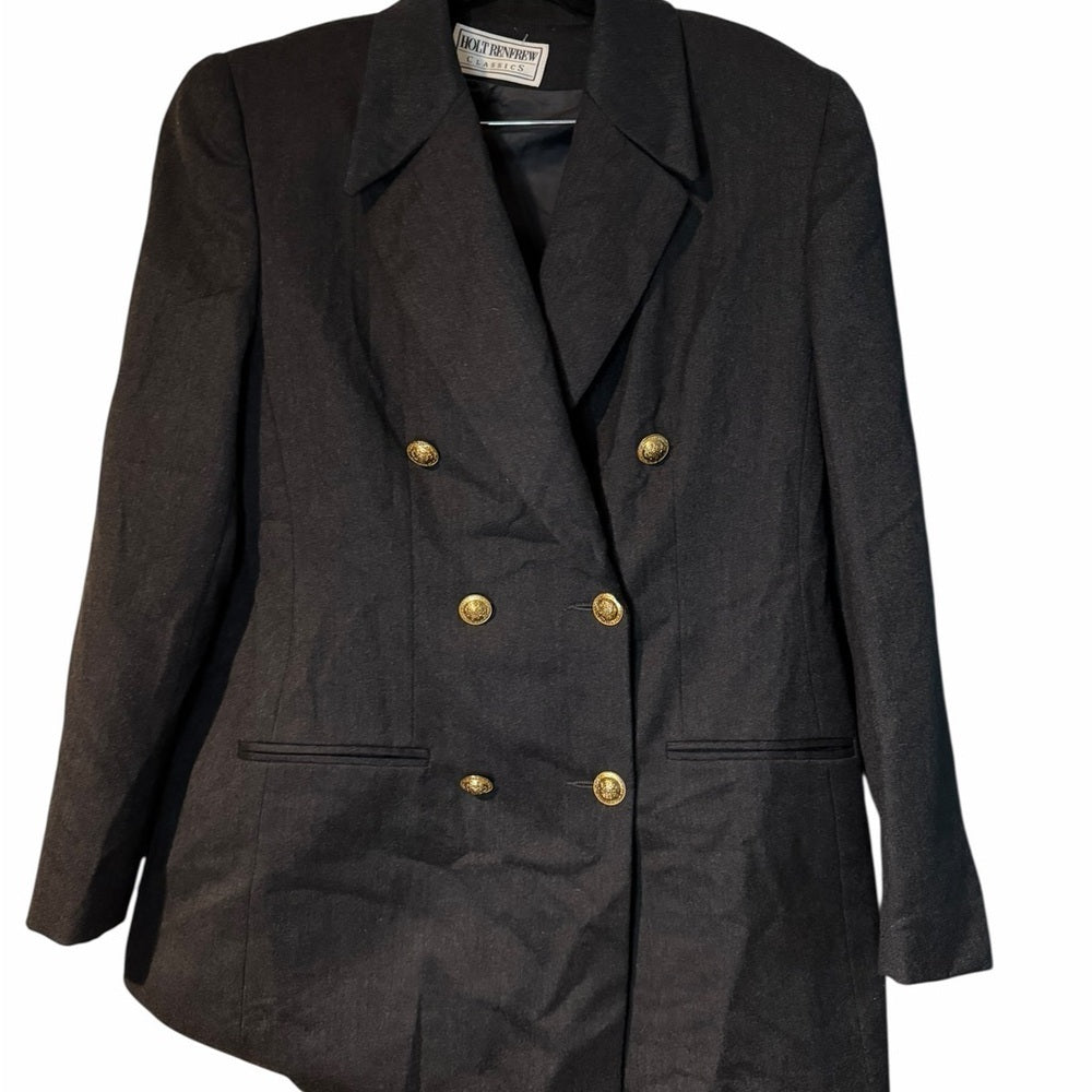 Holt Renfrew, Women's Double-Breasted Gray Blazer, Elevated Office wear - Size 8
