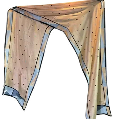 Monique Martins - Chic Peach and Gray Women's Silk Scarf