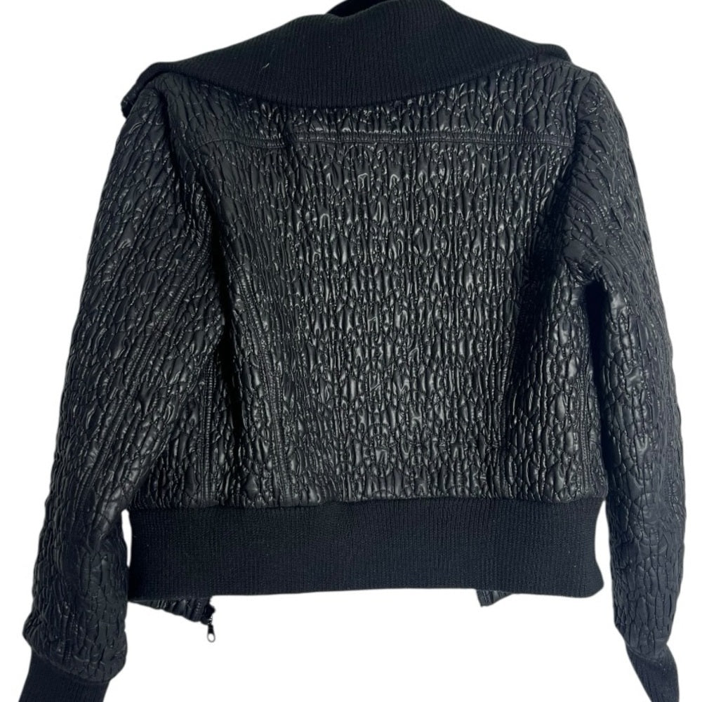 Mario Serrani Quilted Black Bomber Jacket - Date Night - Modern - Size 6