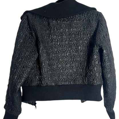 Mario Serrani Quilted Black Bomber Jacket - Date Night - Modern - Size 6