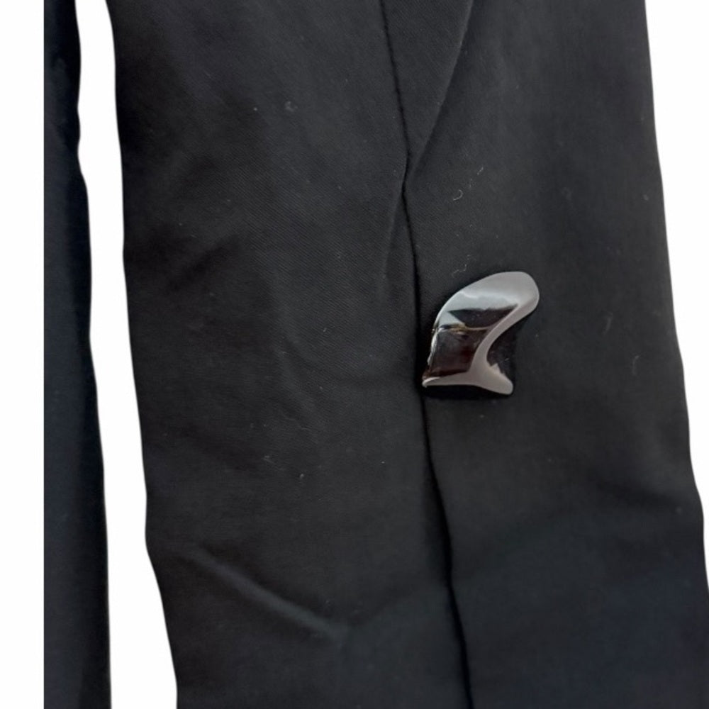 Designer Ross Mayer - Elegant Black Blazer with Tie Accent - Night Out -Size 8