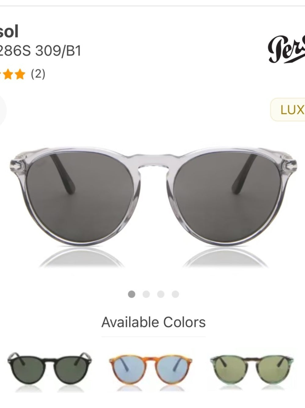 Persol Clear/Transparent Frame Sunglasses with Dark Lenses
