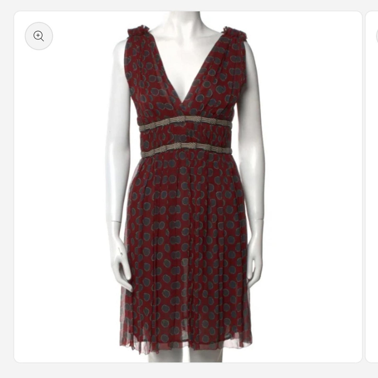 Isabel Marant Red and Gray Patterned Silk Midi Dress