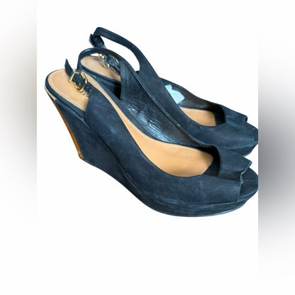 Schultz Elegant Black Slingback Wedges - Size 9