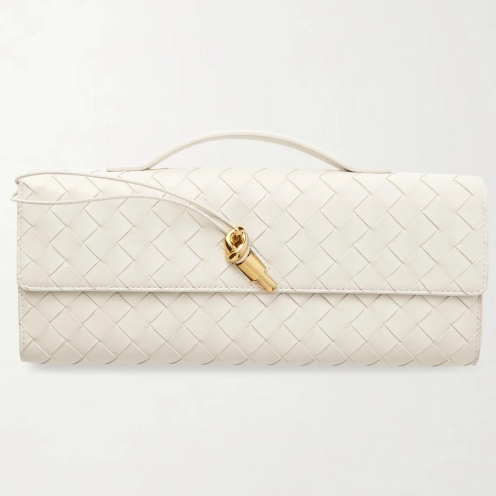 Few Moda - Elegant Cream Woven Wristlet Clutch - Date Night - Chic