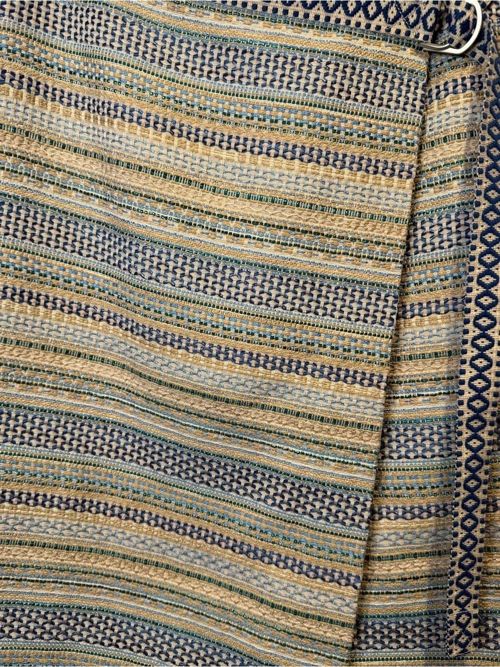 Weekend Max Mara Striped Wrap Midi Skirt in Blue and Cream