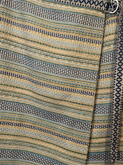 Weekend Max Mara Striped Wrap Midi Skirt in Blue and Cream