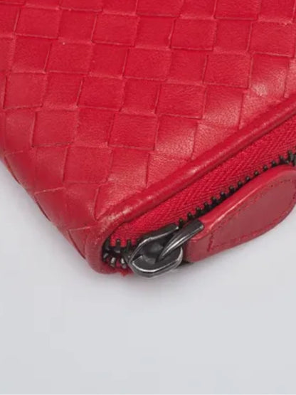 Bottega Veneta Red Leather Zip Wallet