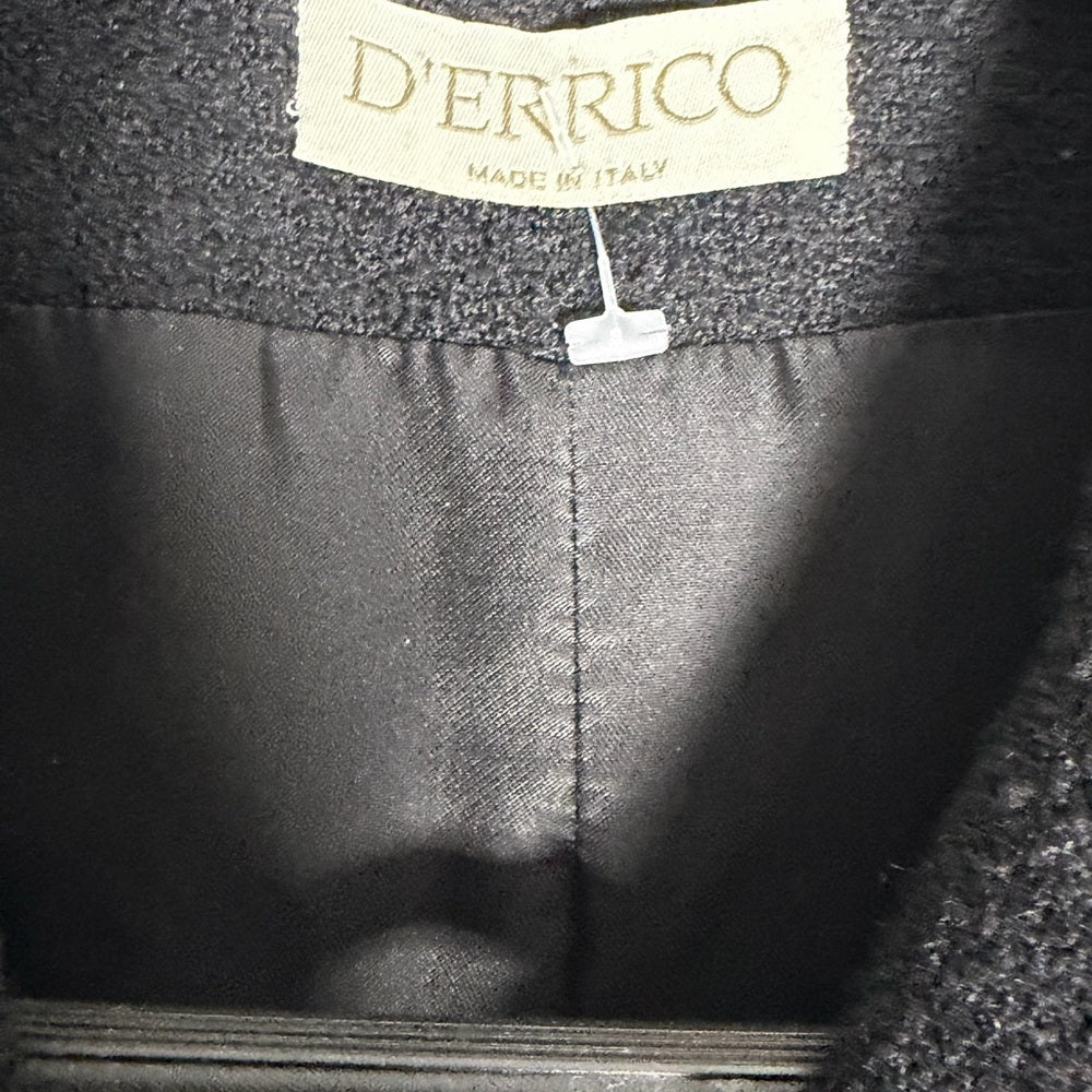 D'Errico Designer Elevated Black Blazer, Office Workwear, Size 10