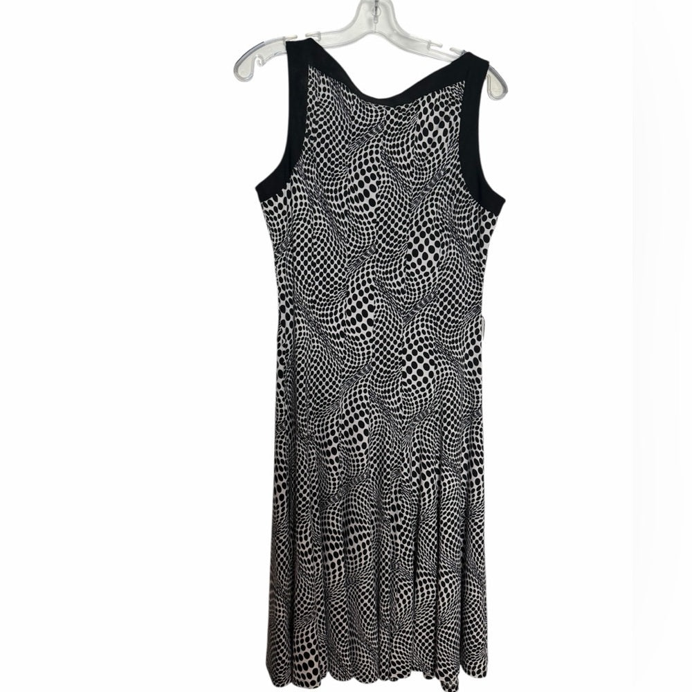 Linea Domani Designer - Size 10 - Monochrome Patterned Midi Dress