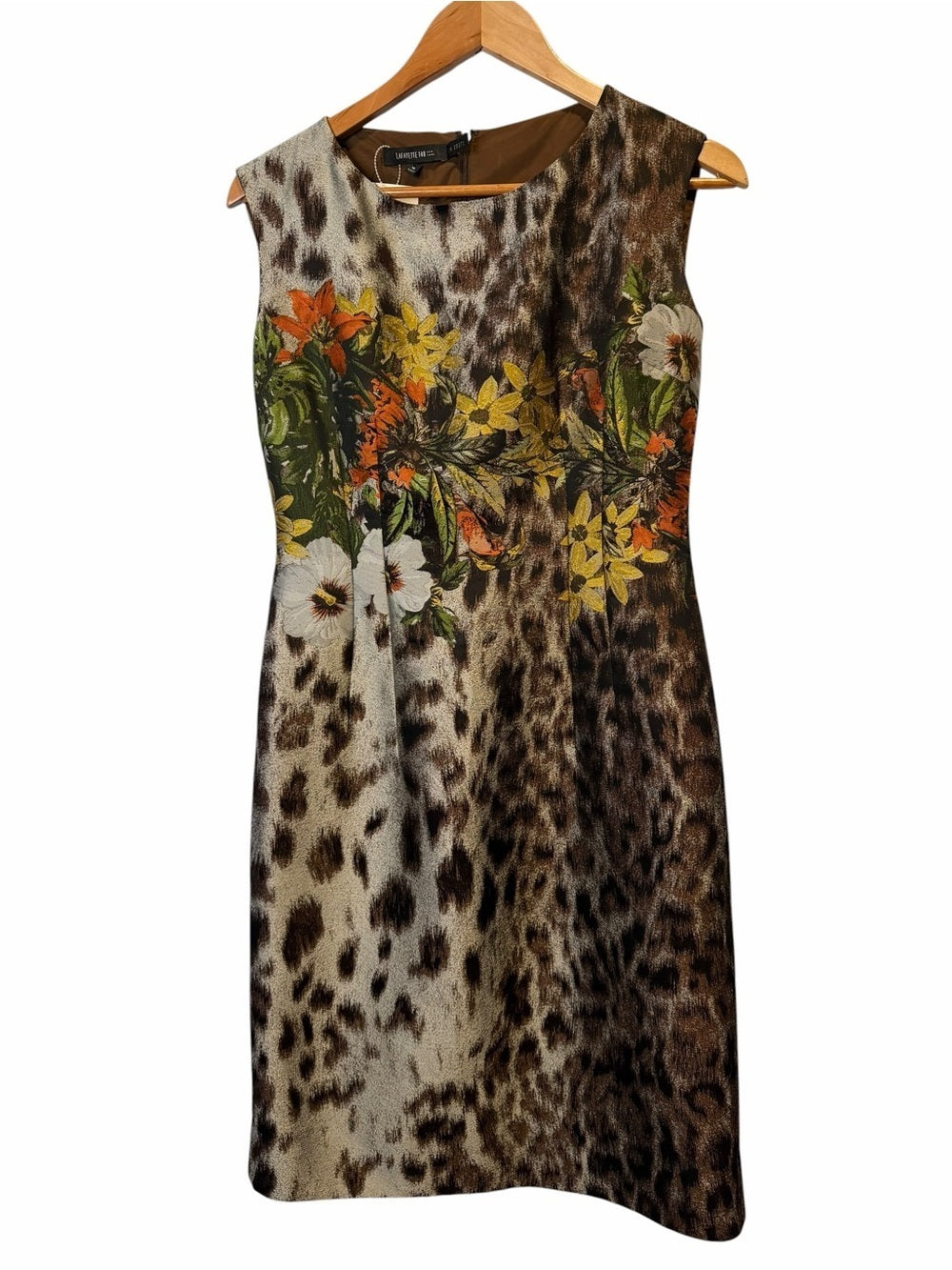 Lafayette 148 New York Leopard Midi Dress with Floral Waistband