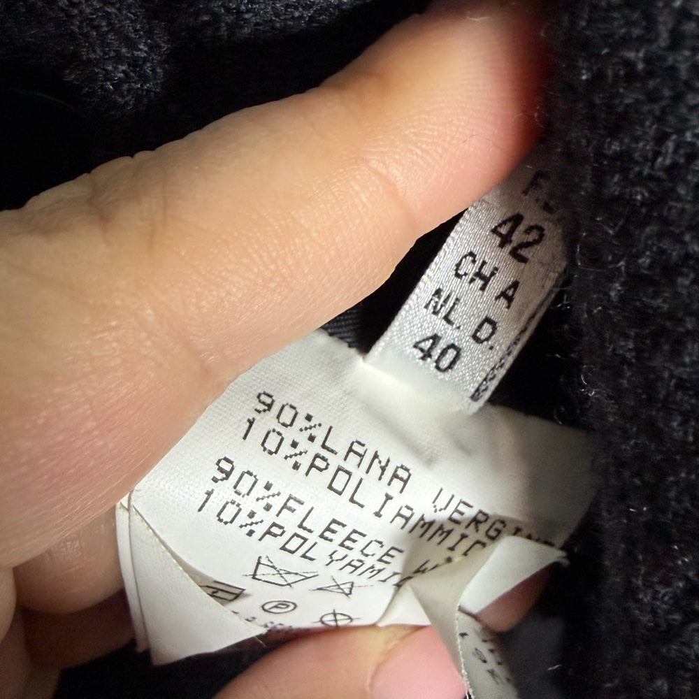 D'Errico Designer Elevated Black Blazer, Office Workwear, Size 10
