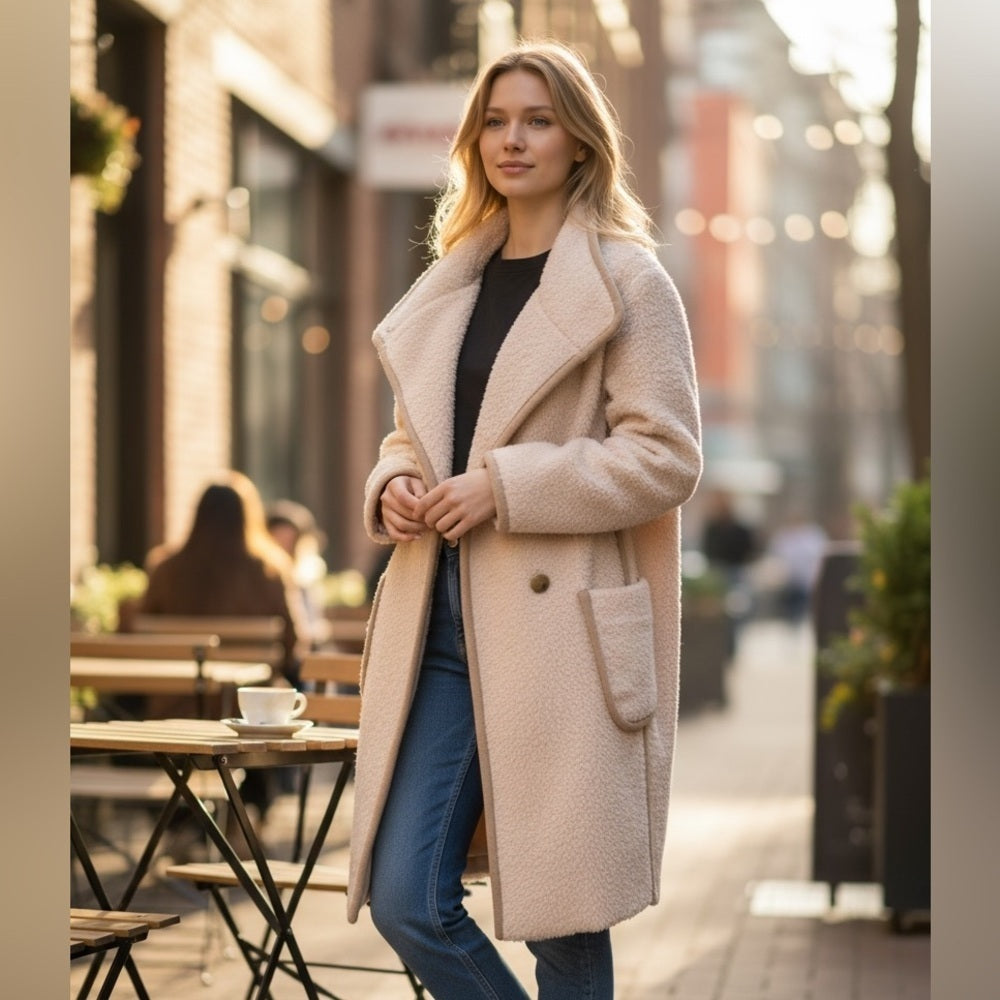 Lewit Beige Jacket for Women - Wool/Alpaca - Elevated Streetwear - Size S