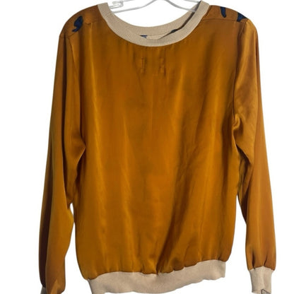 Stylish Women's Top with Blue and Orange Pattern