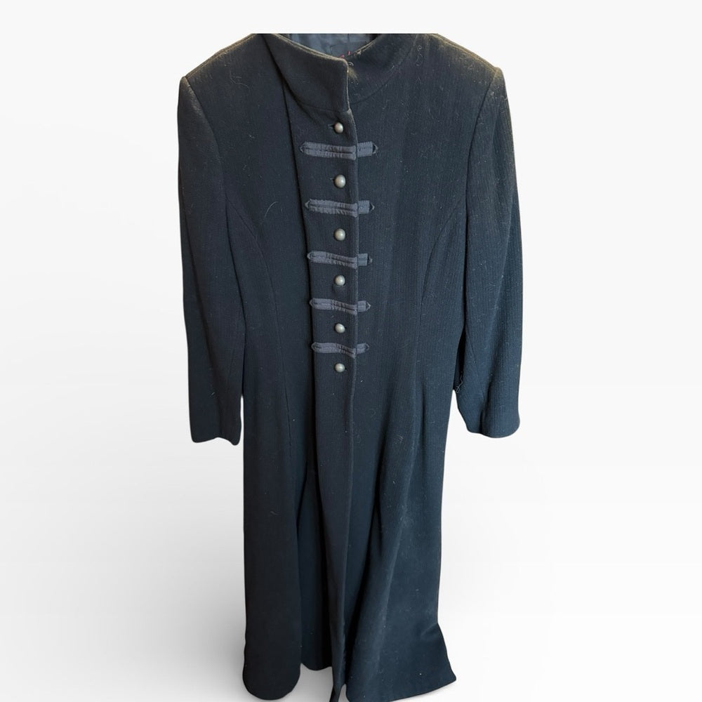 Hillary Radley - Elegant Black Military Coat - Streetwear -Size 10