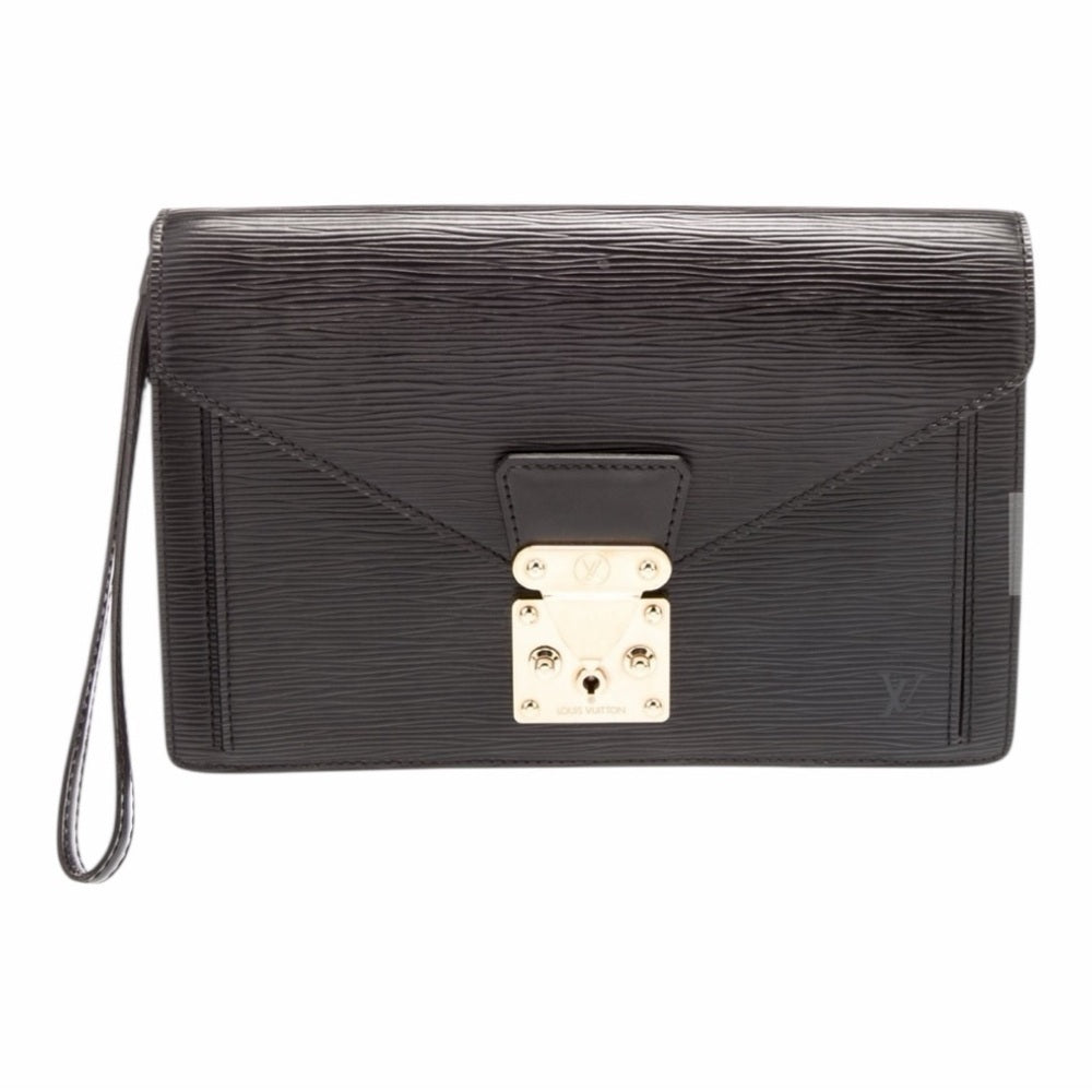 Louis Vuitton Black Clutch with Gold Accents
