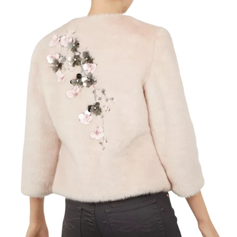 Ted Baker Blush Teddy Jacket with Floral Detail - Chic - Date Night - Size XS