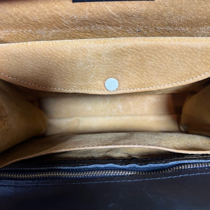 Vintage - Elegant Black Leather Handbag - Office or Night Out - Chic.