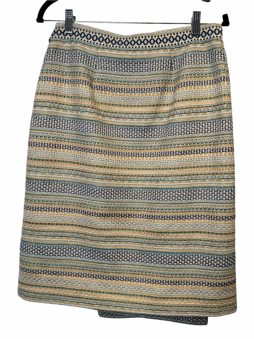 Weekend Max Mara Striped Wrap Midi Skirt in Blue and Cream