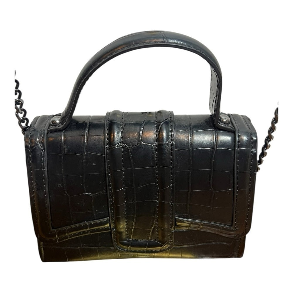 Zara Black Croc-Texture Crossbody Bag - Mini