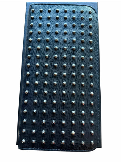 Saint Laurent Black Leather Zip Wallet with Silver Studs - New in Box