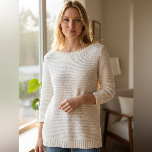 Ralph Lauren Cream Women's Crew Neck Sweater - Size Small