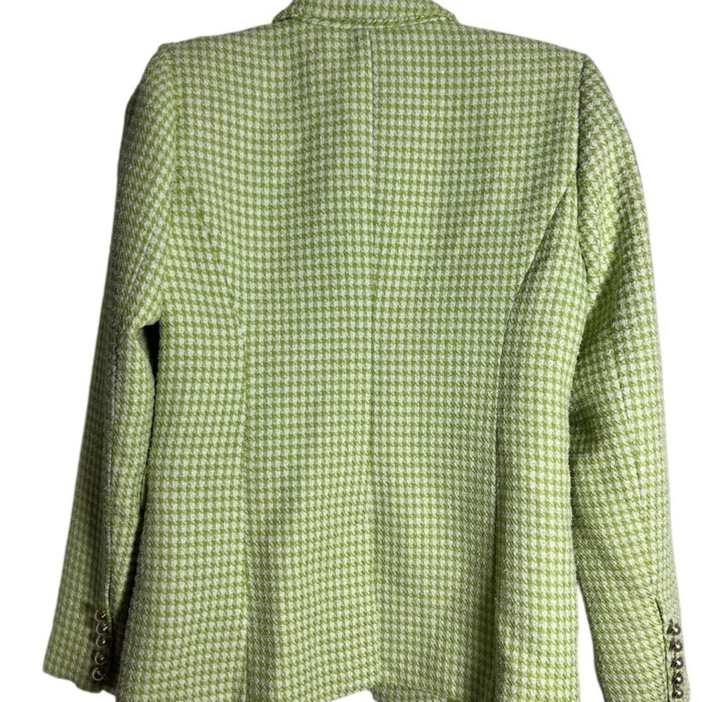 House of Harlow 1960 Lime Houndstooth Blazer, Office Chic Sophisticated - Size M