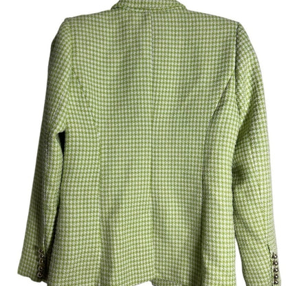 House of Harlow 1960 Lime Houndstooth Blazer, Office Chic Sophisticated - Size M