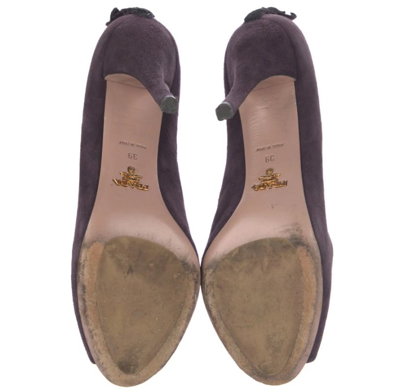 Prada Suede Ruffle Heels